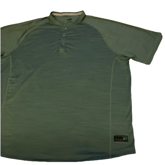 Puma Other - PUMA Golf Green Snap Front Henley Short Sleeve Shirt Men's Sz XL